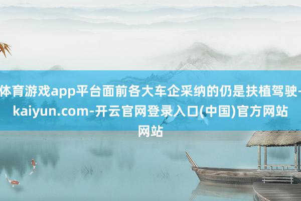 体育游戏app平台面前各大车企采纳的仍是扶植驾驶-kaiyun.com-开云官网登录入口(中国)官方网站